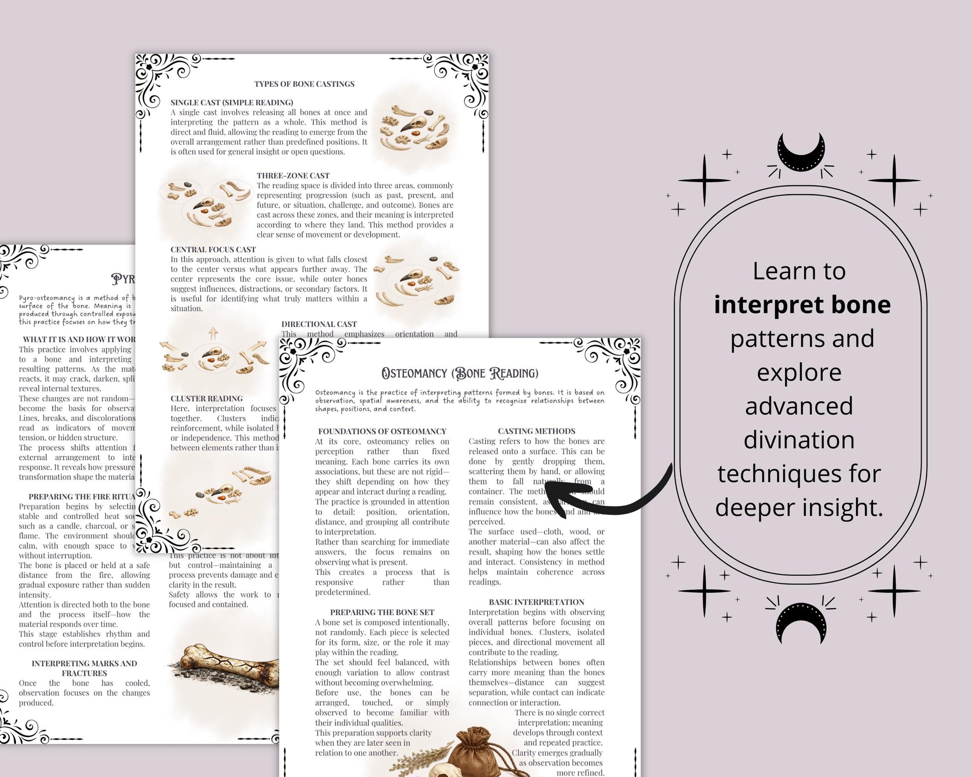 Bone Magick Grimoire Pages | Dark Academia Witchcraft Journal | Osteomancy Ritual | Printable