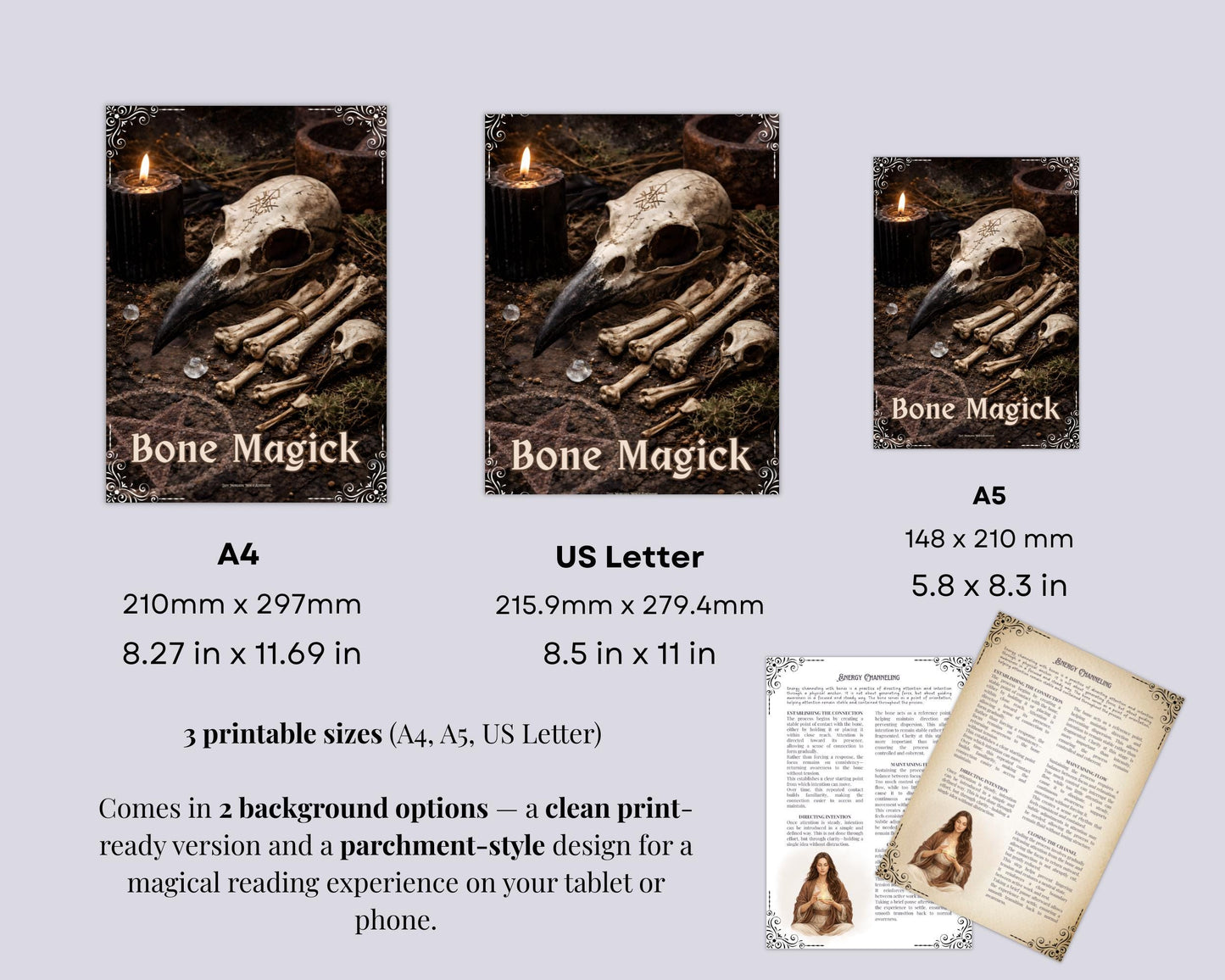 Bone Magick Grimoire Pages | Dark Academia Witchcraft Journal | Osteomancy Ritual | Printable