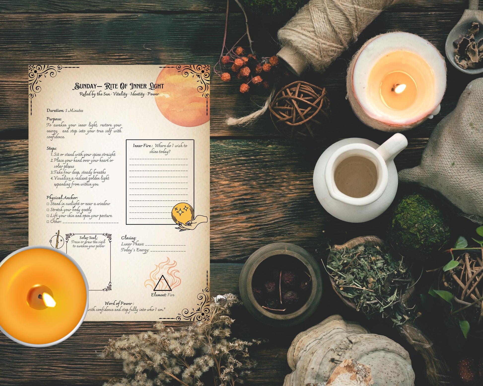 Printable Grimoire Pages Daily Rituals | Witch Journal PDF | 7 Day Magic Routine