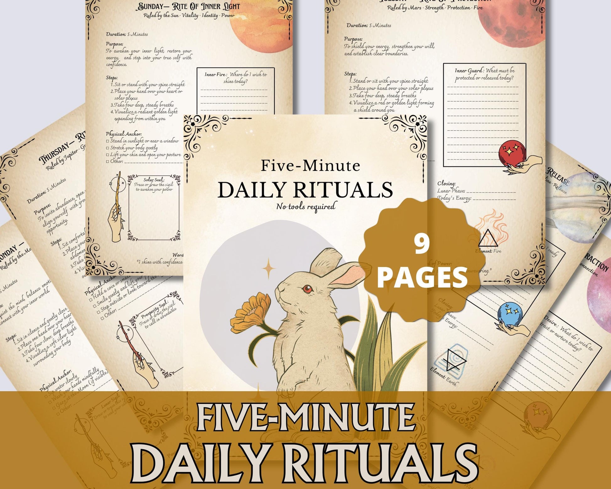 Printable Grimoire Pages Daily Rituals | Witch Journal PDF | 7 Day Magic Routine
