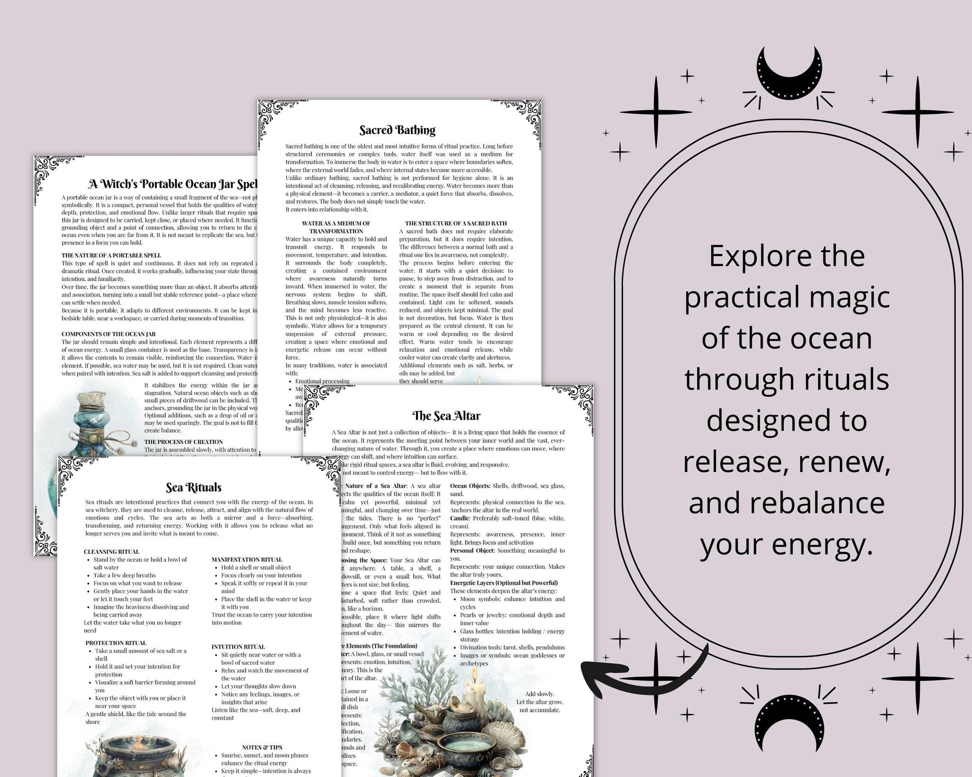 Sea Witch Grimoire Printable, Ocean Witchcraft Book, Sea Magic Rituals, Book of Shadows