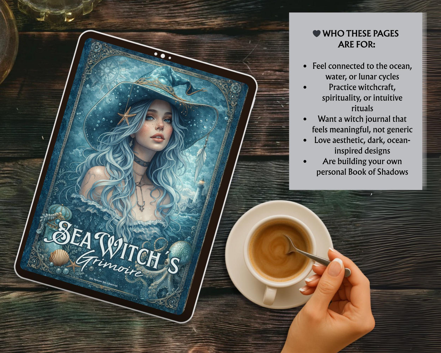 Sea Witch Grimoire Printable, Ocean Witchcraft Book, Sea Magic Rituals, Book of Shadows