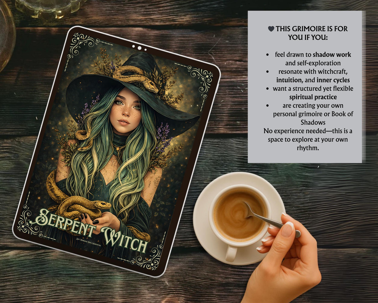 Serpent Witch Grimoire Printable Pages, Shadow Work Journal, Dark Feminine