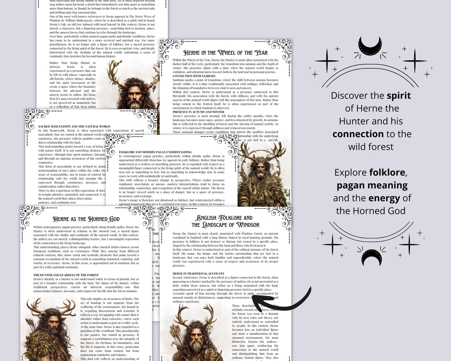 Herne the Hunter Grimoire Printable Pages | Druid Book of Shadows | Forest Ritual Journal Download