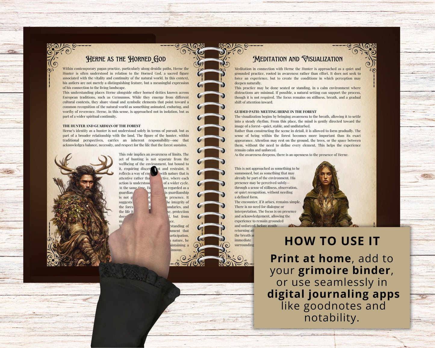 Herne the Hunter Grimoire Printable Pages | Druid Book of Shadows | Forest Ritual Journal Download