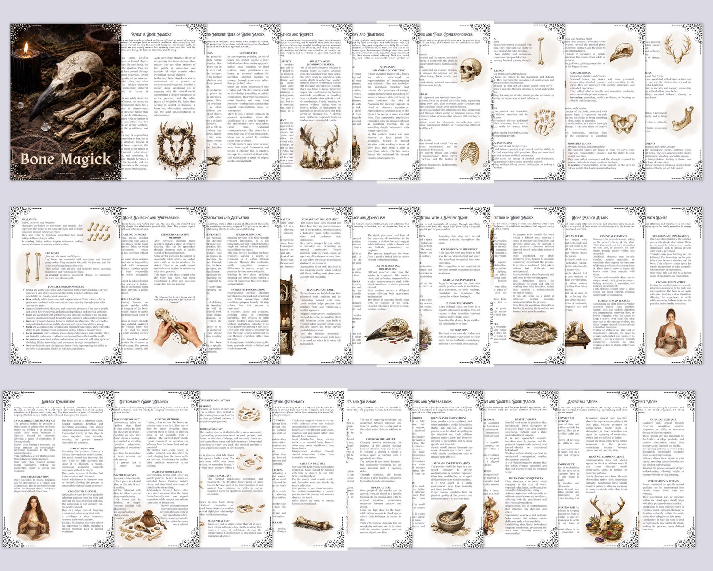 Bone Magick Grimoire Pages | Dark Academia Witchcraft Journal | Osteomancy Ritual | Printable