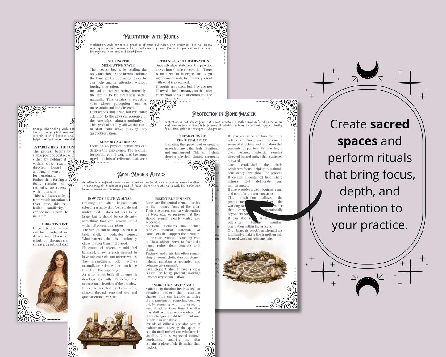 Bone Magick Grimoire Pages | Dark Academia Witchcraft Journal | Osteomancy Ritual | Printable