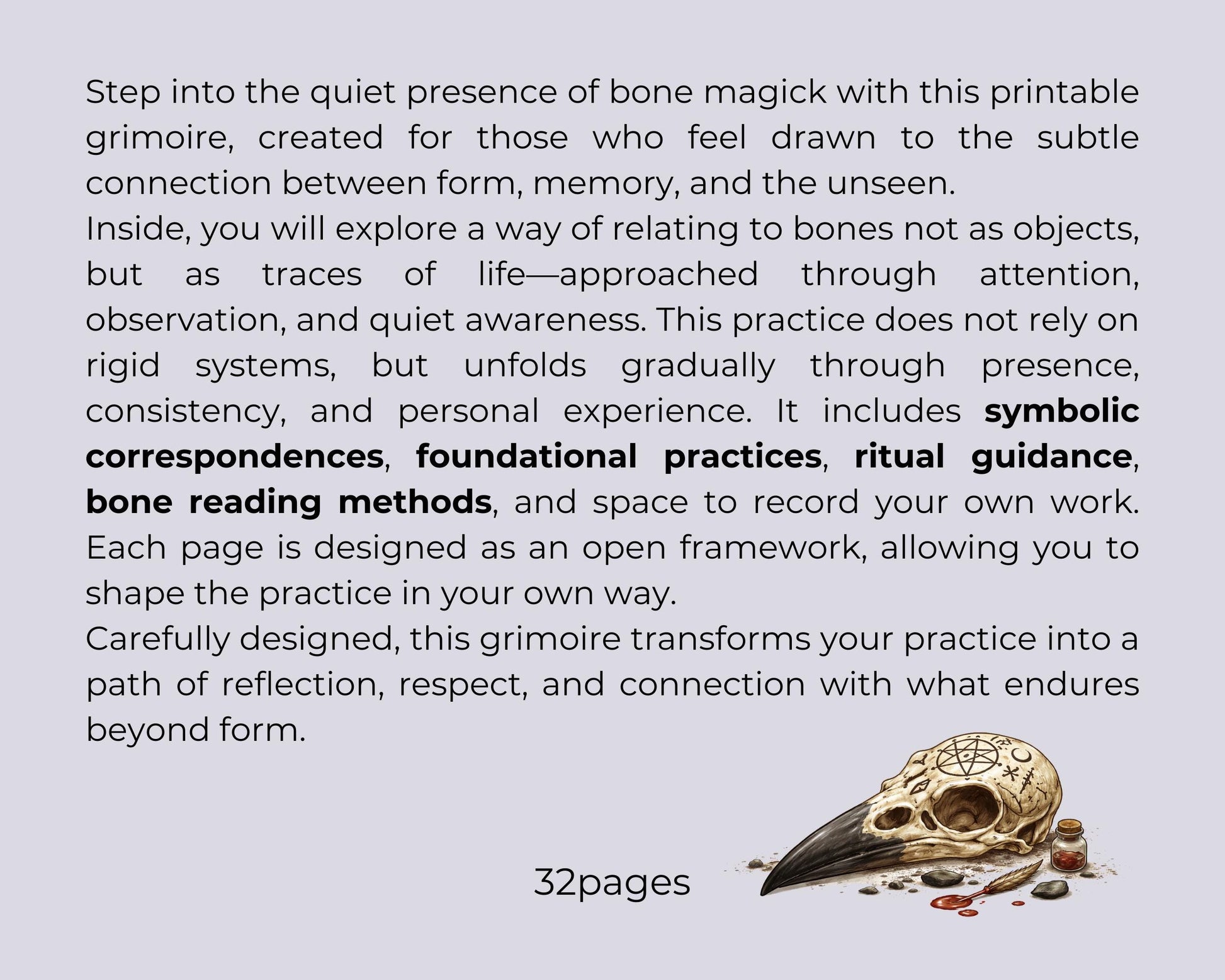 Bone Magick Grimoire Pages | Dark Academia Witchcraft Journal | Osteomancy Ritual | Printable