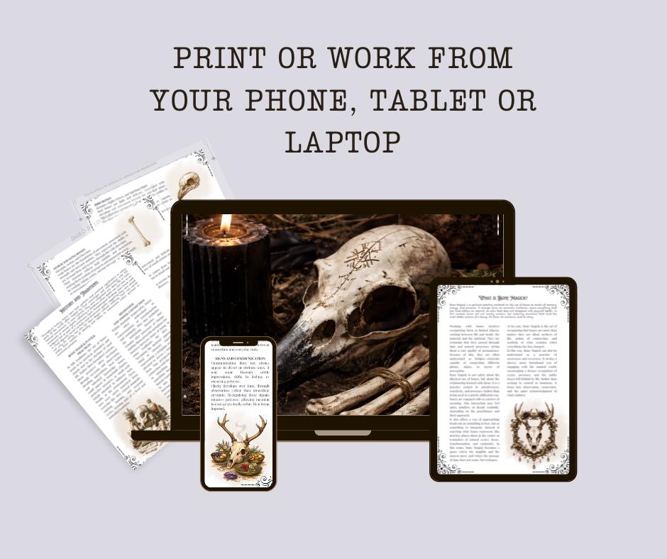 Bone Magick Grimoire Pages | Dark Academia Witchcraft Journal | Osteomancy Ritual | Printable
