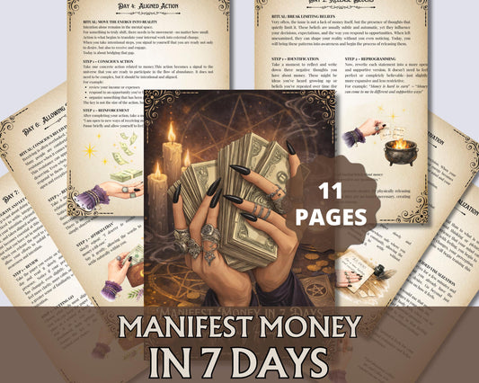 Manifest Money in 7 Days, Abundance Workbook, Money Manifestation Ritual, Law of Attraction Printable