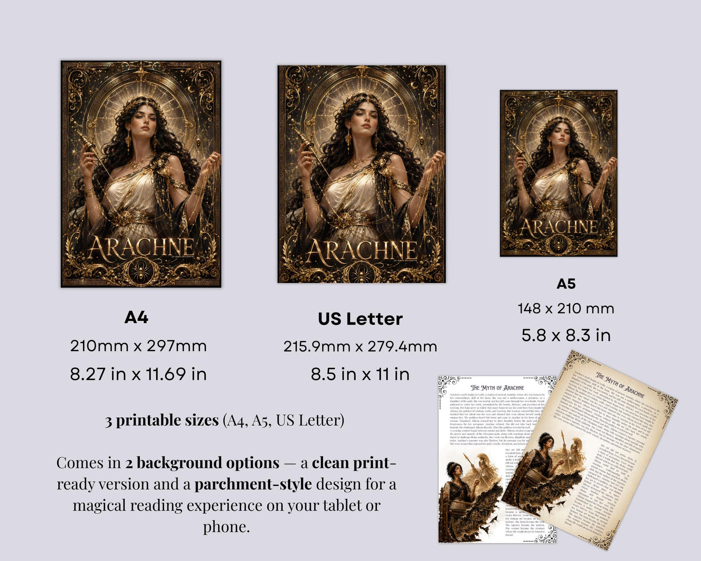 Arachne Grimoire Pages Printable PDF | Greek Mythology Book of Shadows | Witch Journal | Arachne Guide
