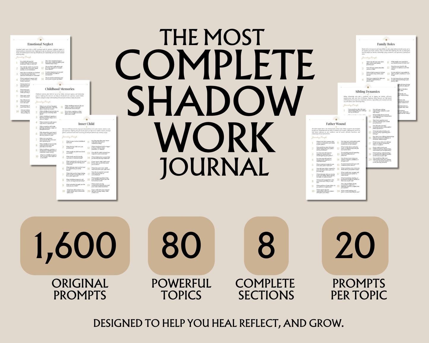 Shadow Work PDF | 1600 Prompts | Inner Child Workbook | Self Love, Trauma Healing & Self Discovery