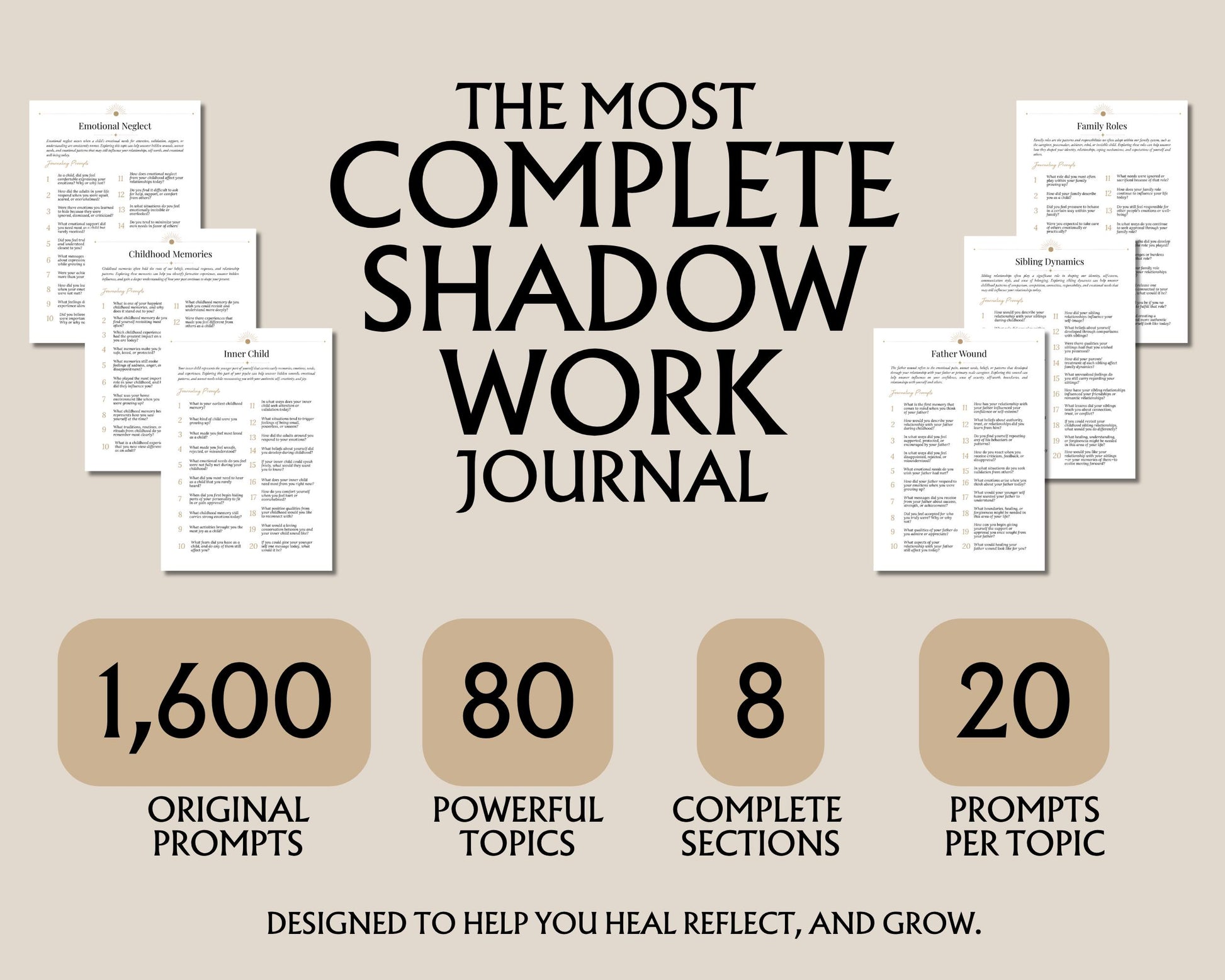 Shadow Work PDF | 1600 Prompts | Inner Child Workbook | Self Love, Trauma Healing & Self Discovery