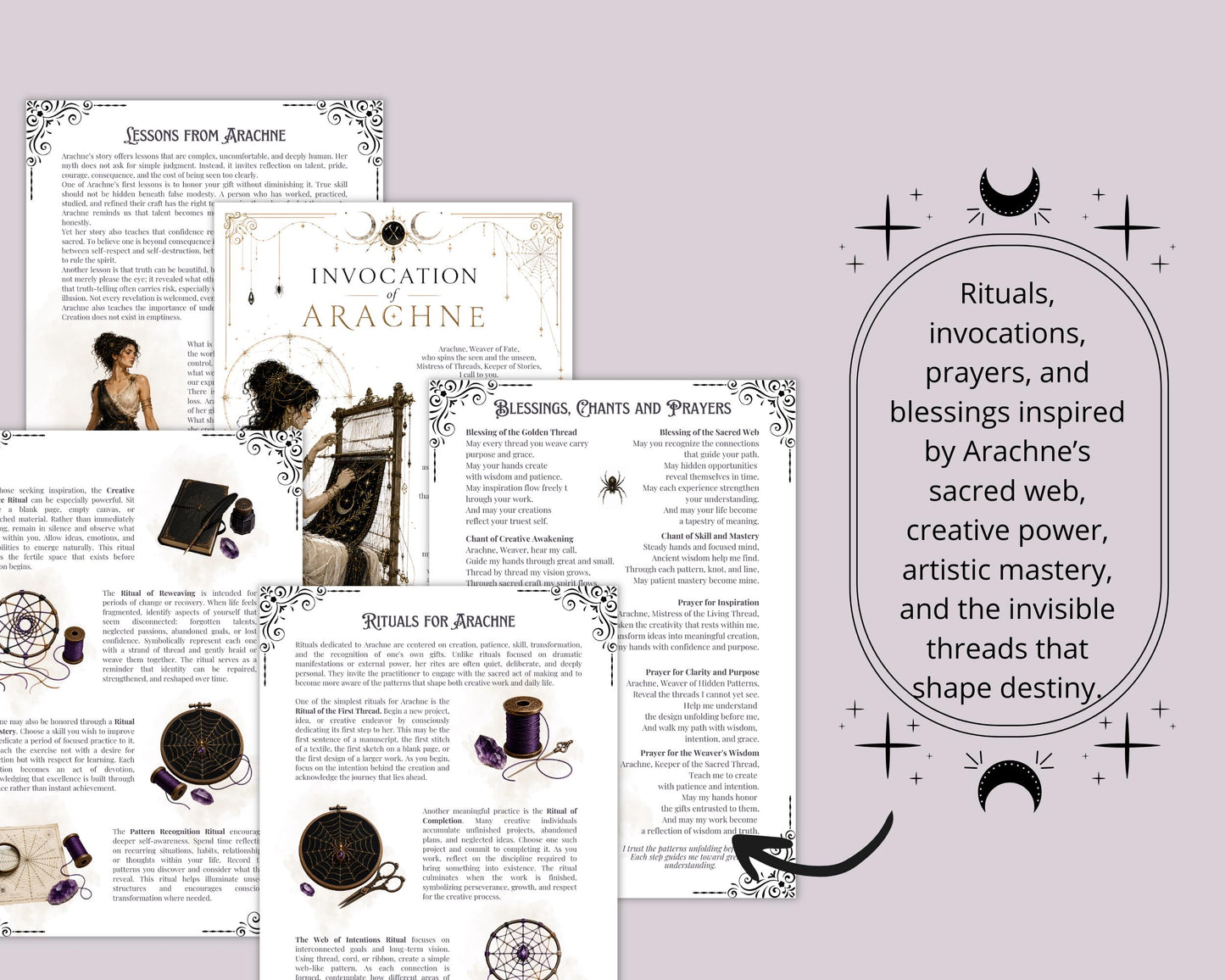Arachne Grimoire Pages Printable PDF | Greek Mythology Book of Shadows | Witch Journal | Arachne Guide