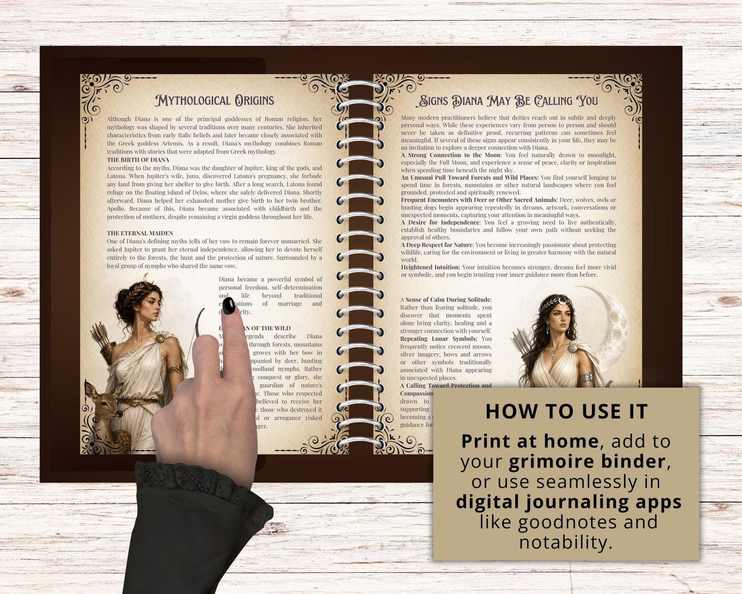 Diana Grimoire Printable PDF | Roman Goddess Book of Shadows | Rituals & Correspondences