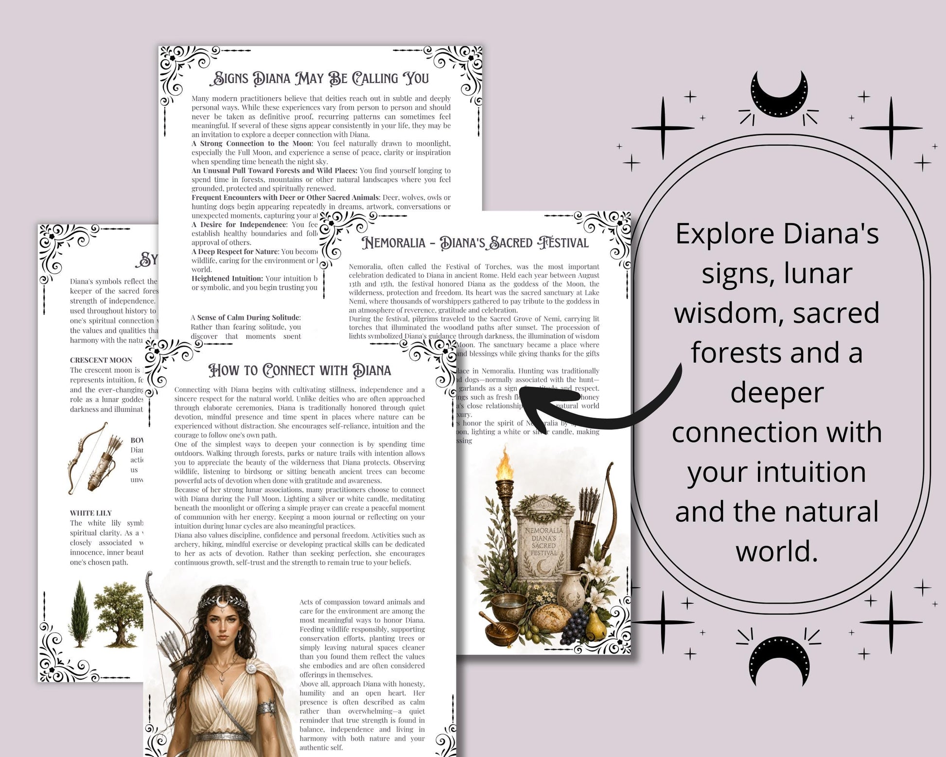 Diana Grimoire Printable PDF | Roman Goddess Book of Shadows | Rituals & Correspondences