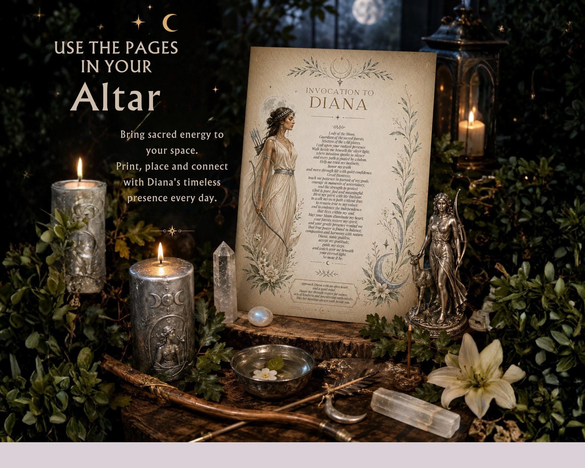 Diana Grimoire Printable PDF | Roman Goddess Book of Shadows | Rituals & Correspondences