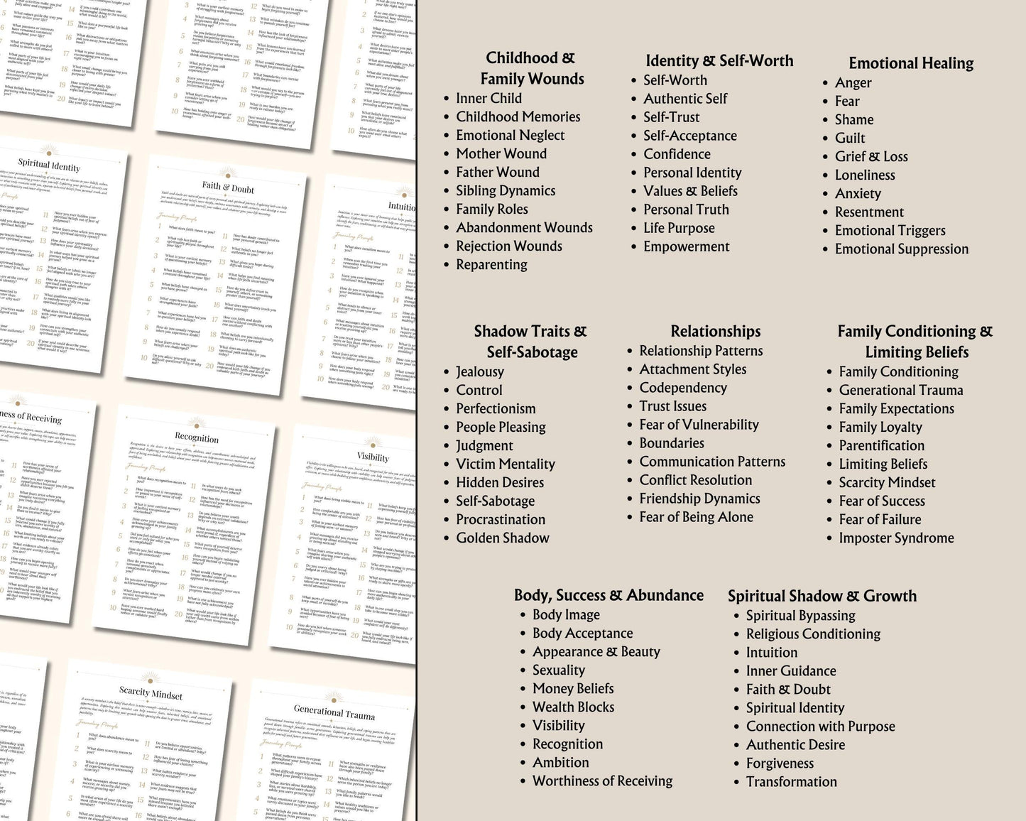 Shadow Work PDF | 1600 Prompts | Inner Child Workbook | Self Love, Trauma Healing & Self Discovery
