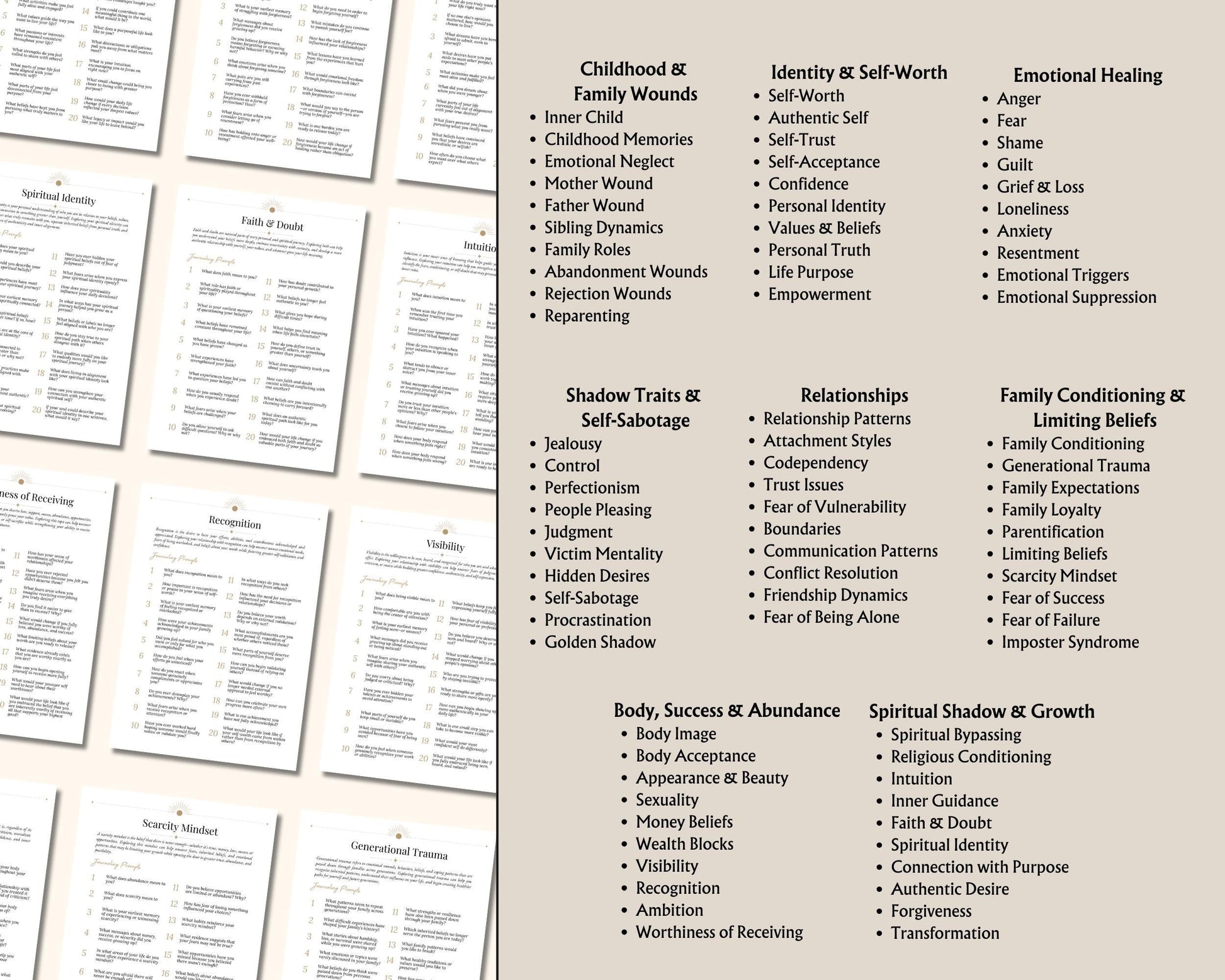 Shadow Work PDF | 1600 Prompts | Inner Child Workbook | Self Love, Trauma Healing & Self Discovery