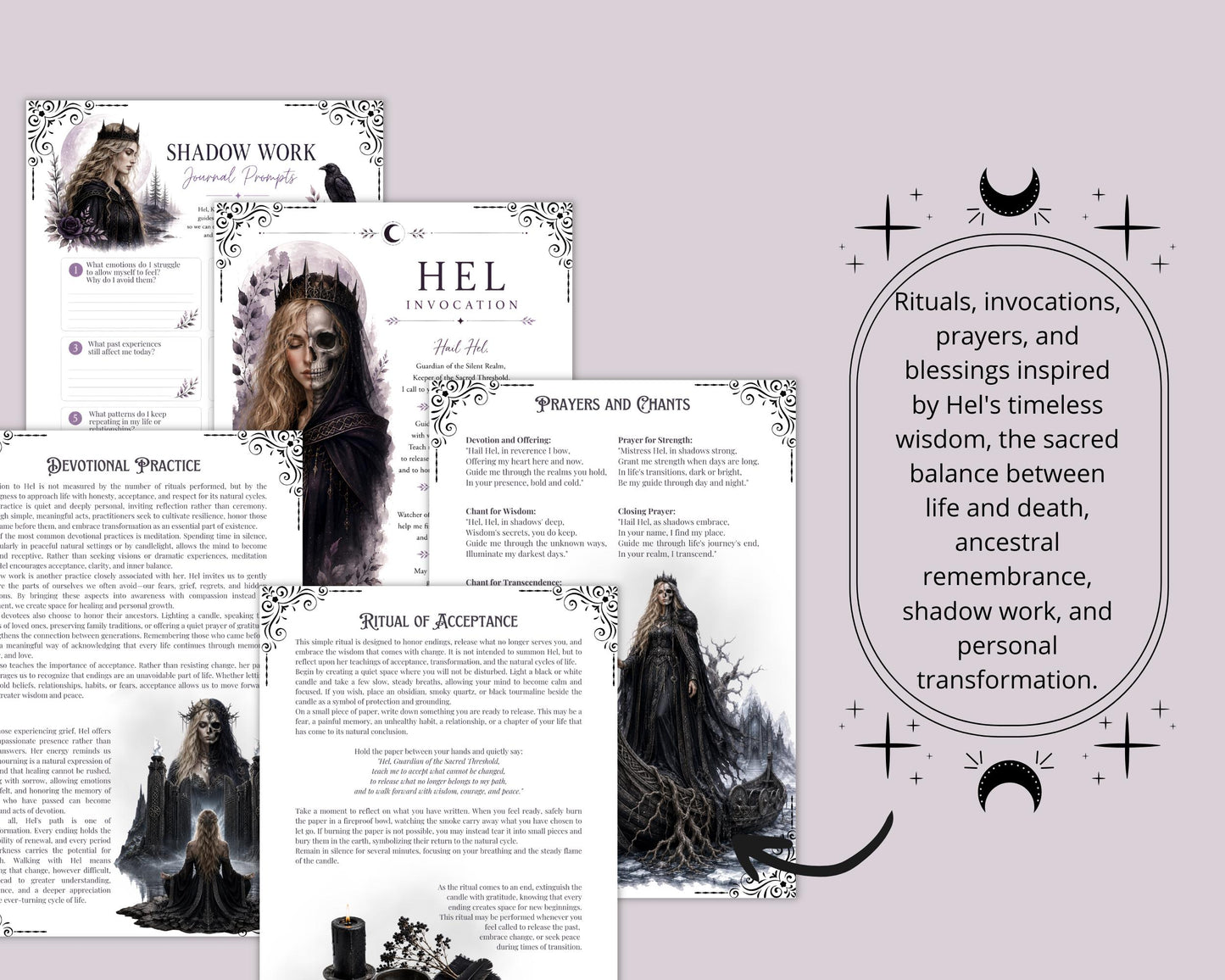 Hel Grimoire Printable PDF | Norse Goddess of Death & Helheim | Shadow Work Journal | Norse Mythology Book of Shadows | Witchcraft Guide