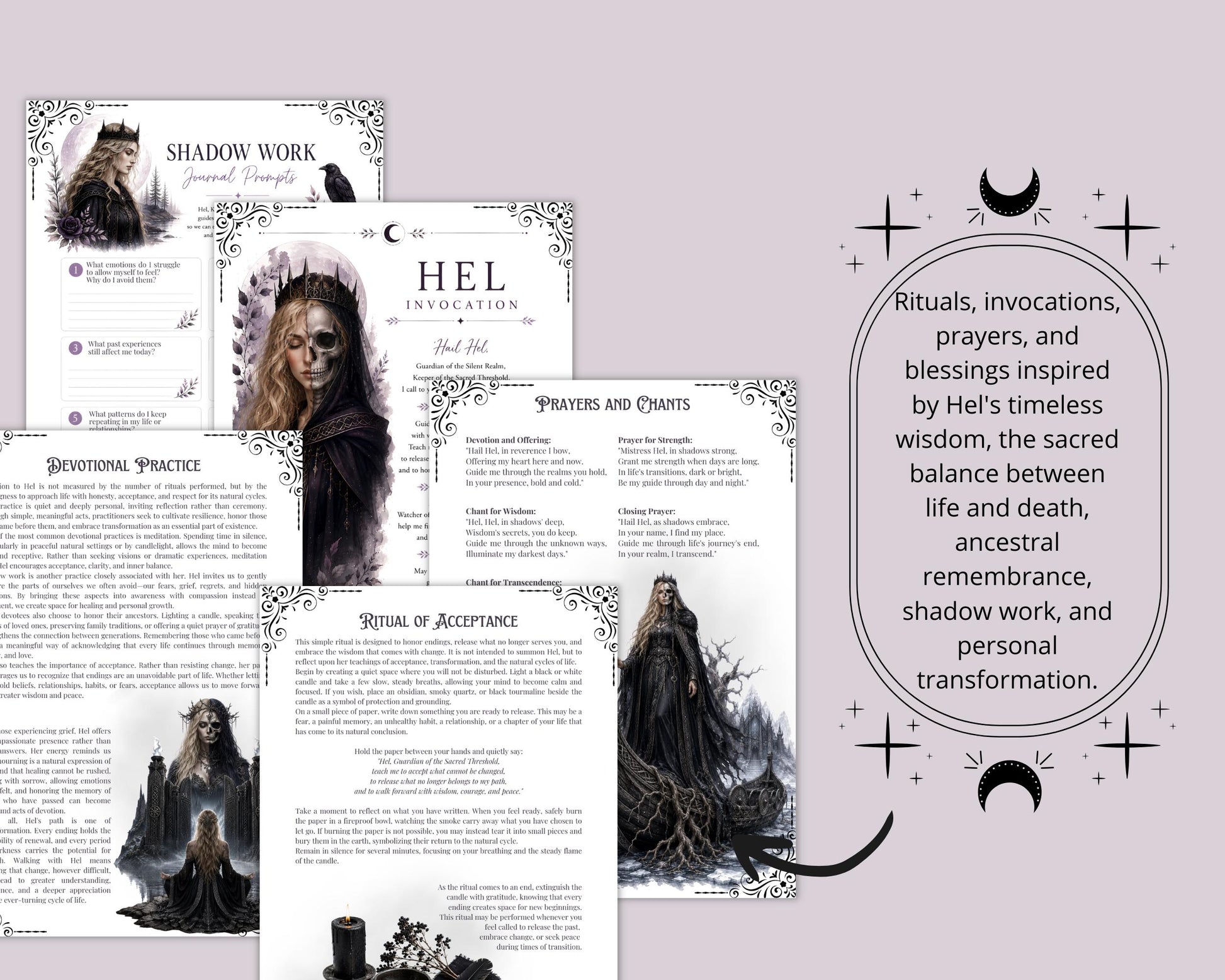 Hel Grimoire Printable PDF | Norse Goddess of Death & Helheim | Shadow Work Journal | Norse Mythology Book of Shadows | Witchcraft Guide