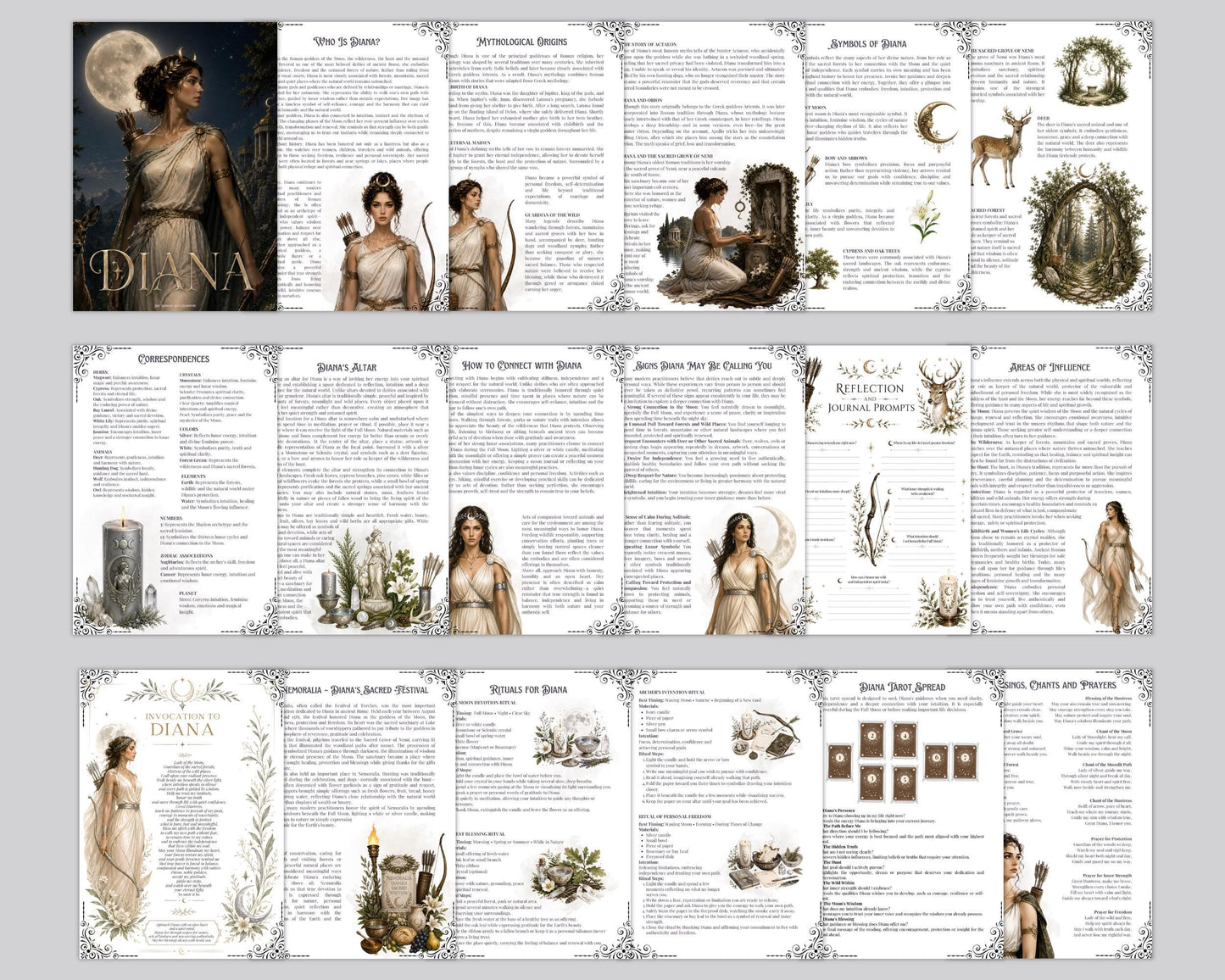 Diana Grimoire Printable PDF | Roman Goddess Book of Shadows | Rituals & Correspondences