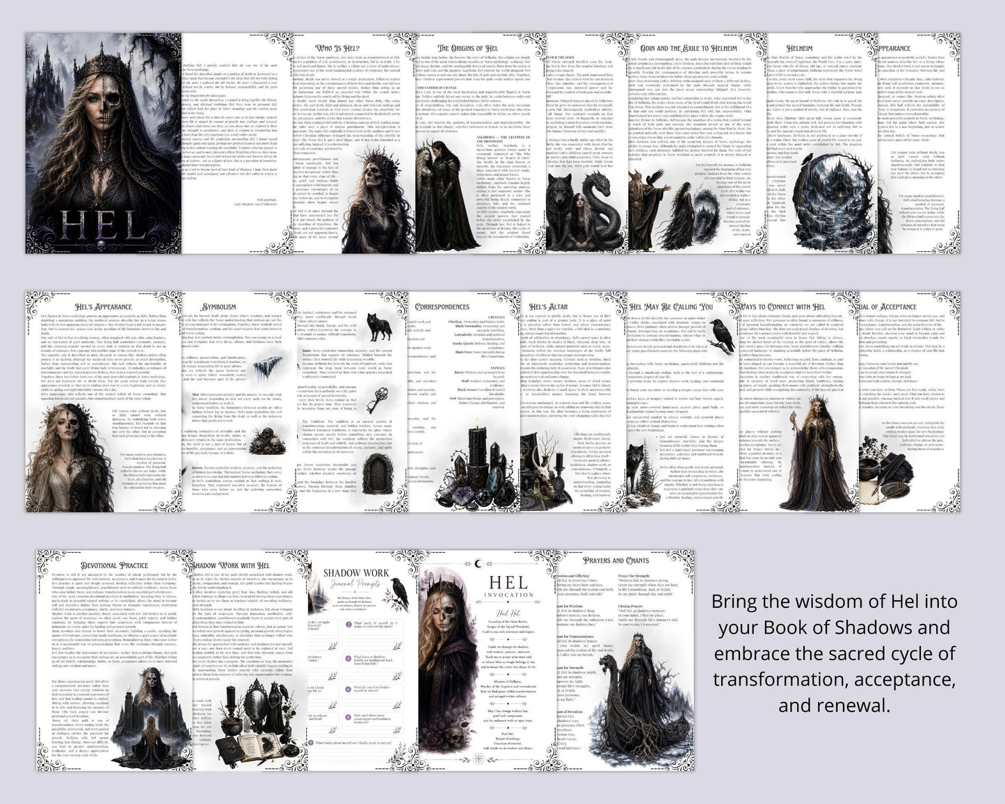 Hel Grimoire Printable PDF | Norse Goddess of Death & Helheim | Shadow Work Journal | Norse Mythology Book of Shadows | Witchcraft Guide