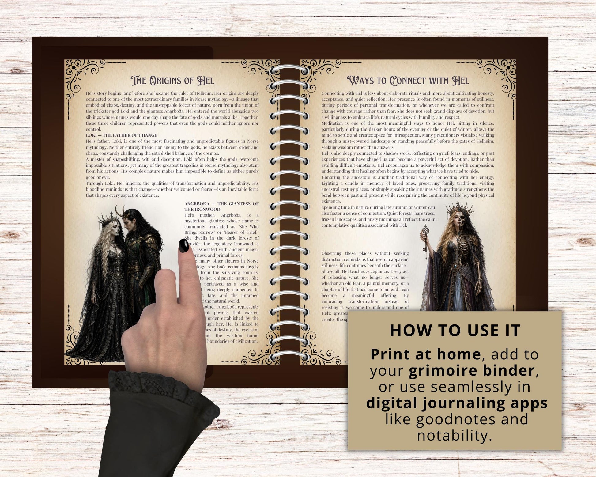Hel Grimoire Printable PDF | Norse Goddess of Death & Helheim | Shadow Work Journal | Norse Mythology Book of Shadows | Witchcraft Guide