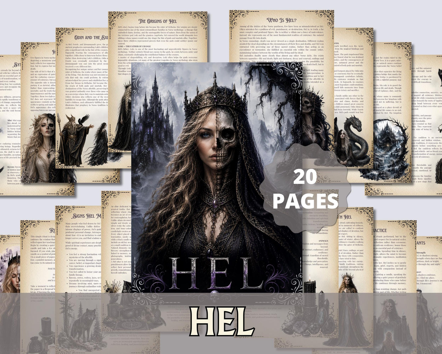 Hel Grimoire Printable PDF | Norse Goddess of Death & Helheim | Shadow Work Journal | Norse Mythology Book of Shadows | Witchcraft Guide