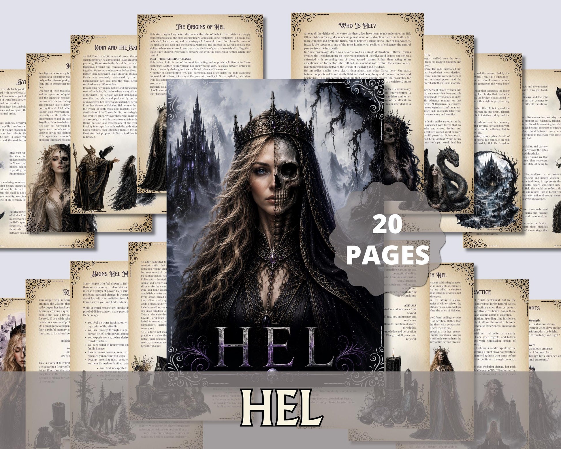 Hel Grimoire Printable PDF | Norse Goddess of Death & Helheim | Shadow Work Journal | Norse Mythology Book of Shadows | Witchcraft Guide