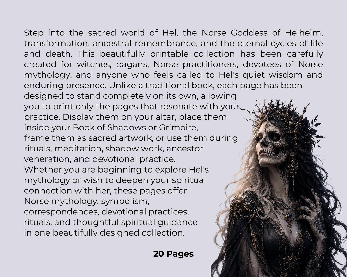 Hel Grimoire Printable PDF | Norse Goddess of Death & Helheim | Shadow Work Journal | Norse Mythology Book of Shadows | Witchcraft Guide