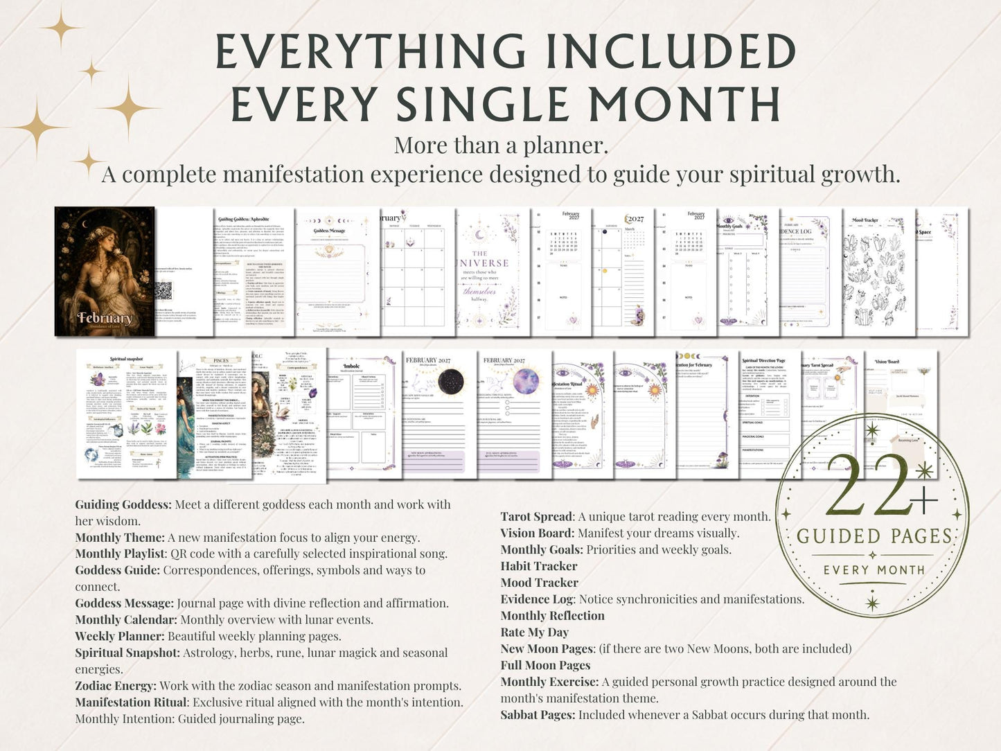 2027 Witch Planner | Manifestation Witch Planner | Hyperlinked Digital Planner, Moon Phases, Goddesses, Tarot, Astrology & Habit Trackers