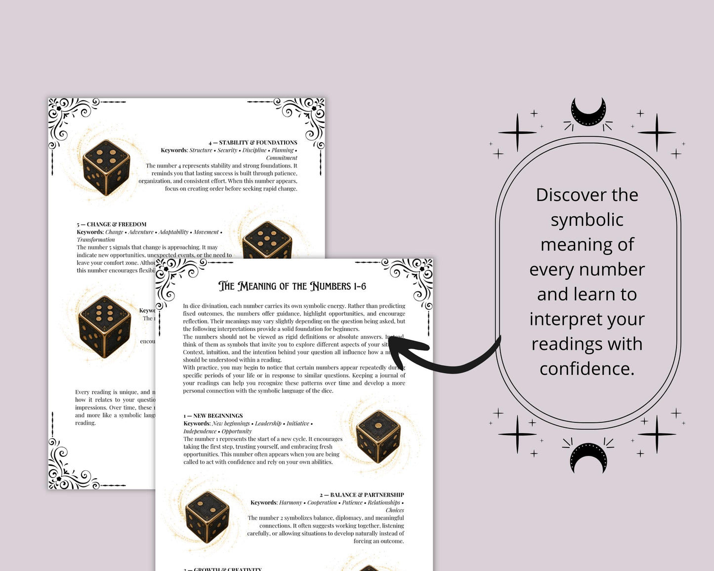 Dice Divination Guide PDF, Cleromancy Printable Grimoire, Dice Reading Spreads & Journal