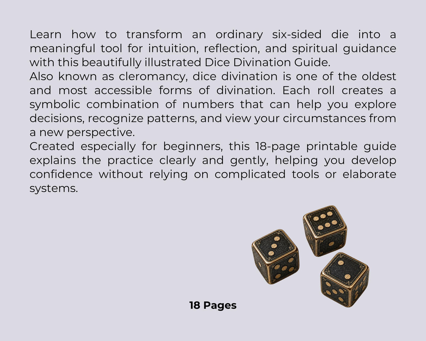 Dice Divination Guide PDF, Cleromancy Printable Grimoire, Dice Reading Spreads & Journal