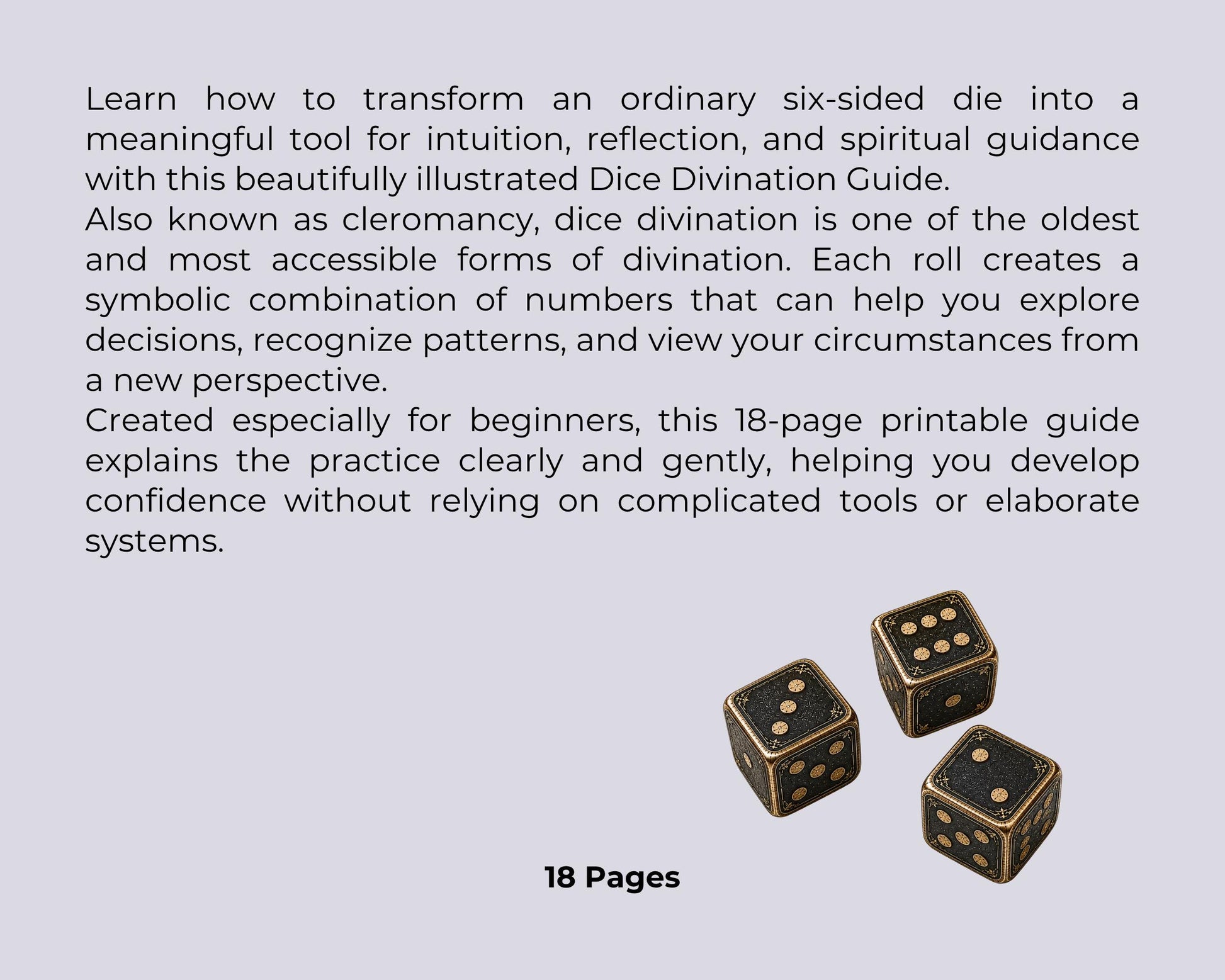 Dice Divination Guide PDF, Cleromancy Printable Grimoire, Dice Reading Spreads & Journal