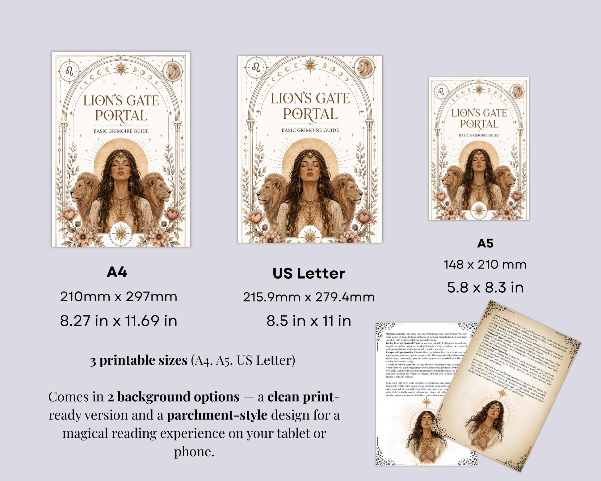 Lion's Gate Portal Guide | Printable Grimoire PDF | Lion's Gate Rituals, Meditation, Tarot Spread, Journal & Manifestation