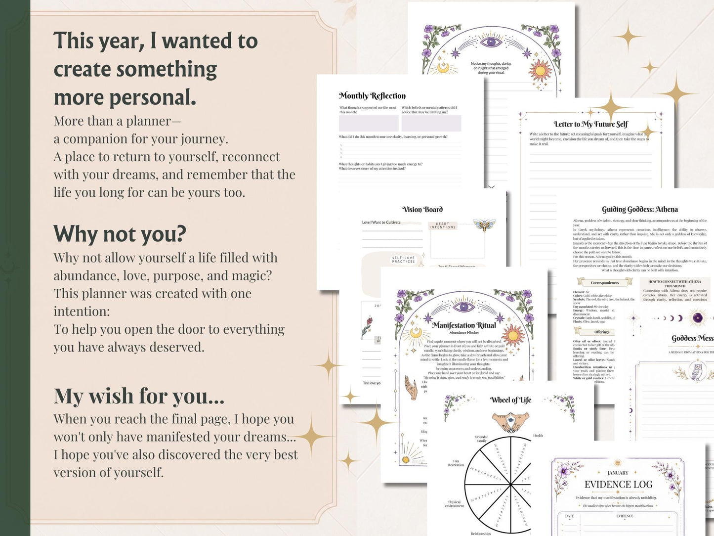 2027 Witch Planner | Manifestation Witch Planner | Hyperlinked Digital Planner, Moon Phases, Goddesses, Tarot, Astrology & Habit Trackers