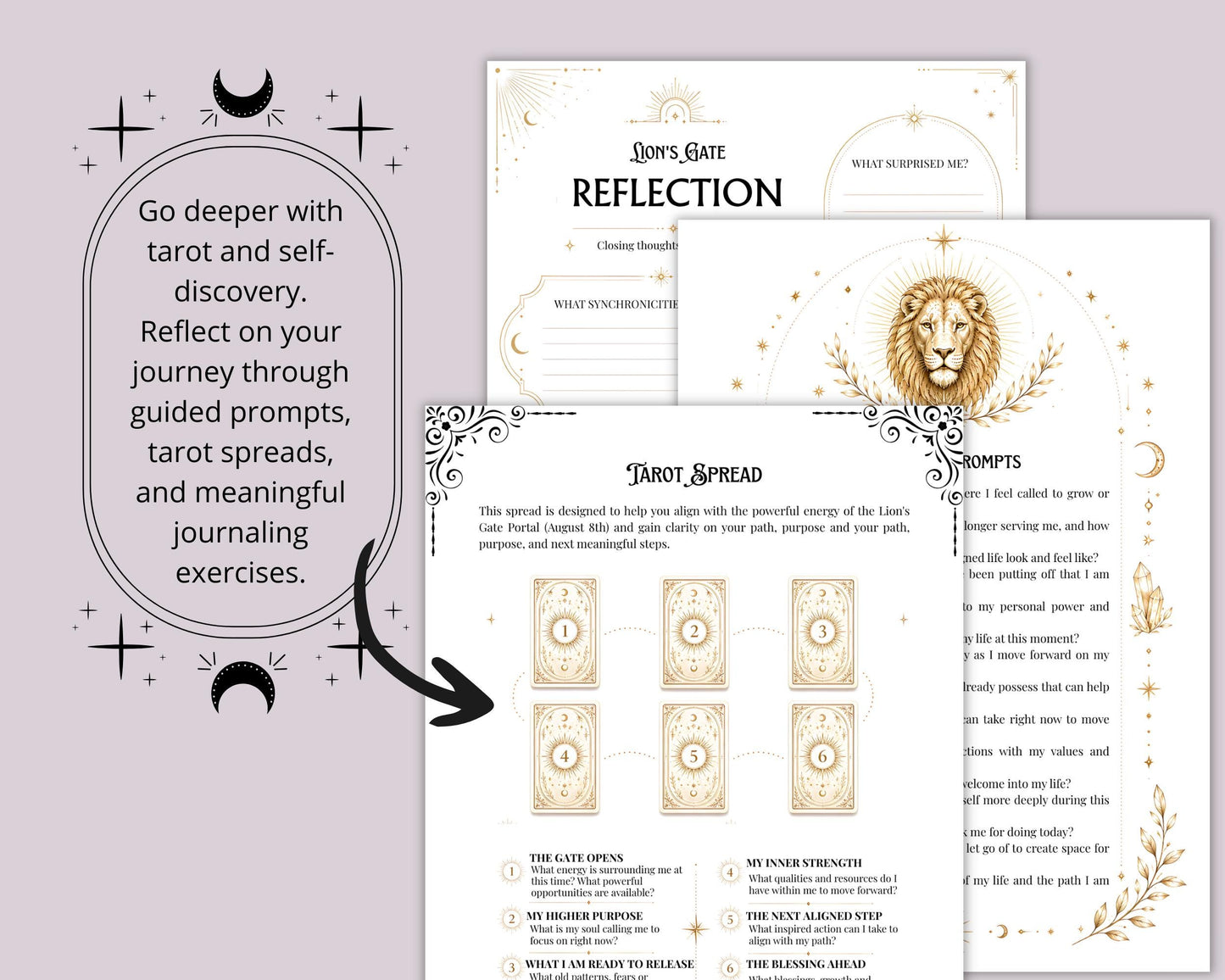 Lion's Gate Portal Guide | Printable Grimoire PDF | Lion's Gate Rituals, Meditation, Tarot Spread, Journal & Manifestation