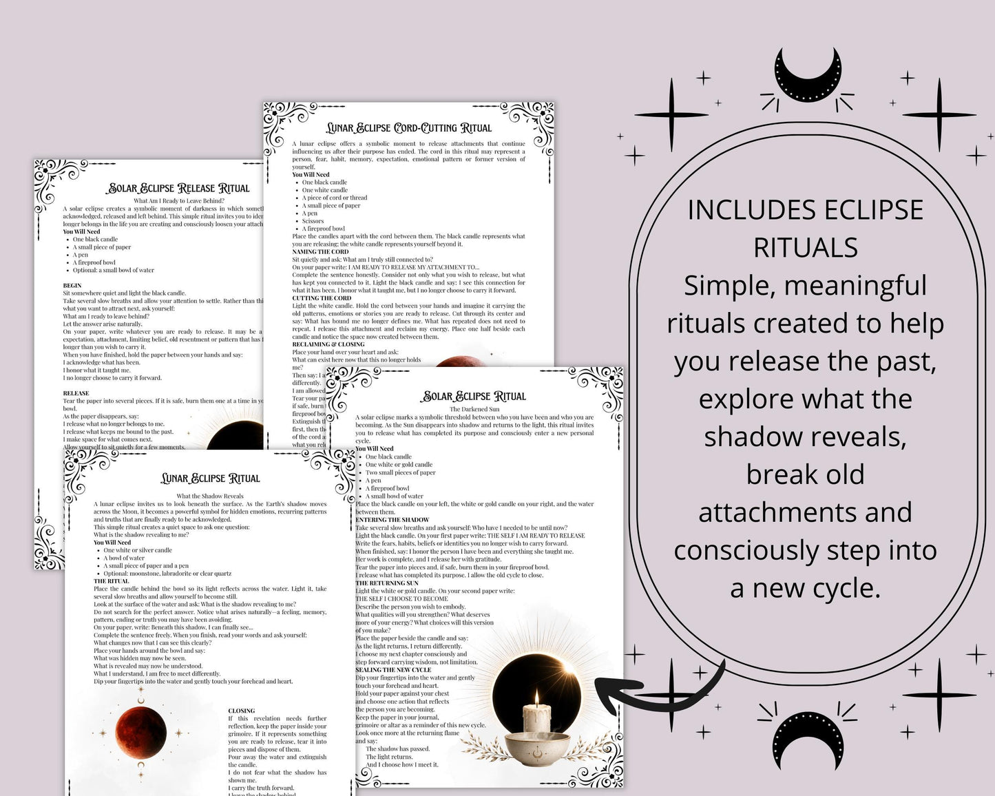 Eclipse Magick Grimoire Pages | Solar & Lunar Eclipse Rituals, Shadow Work and Journaling PDF