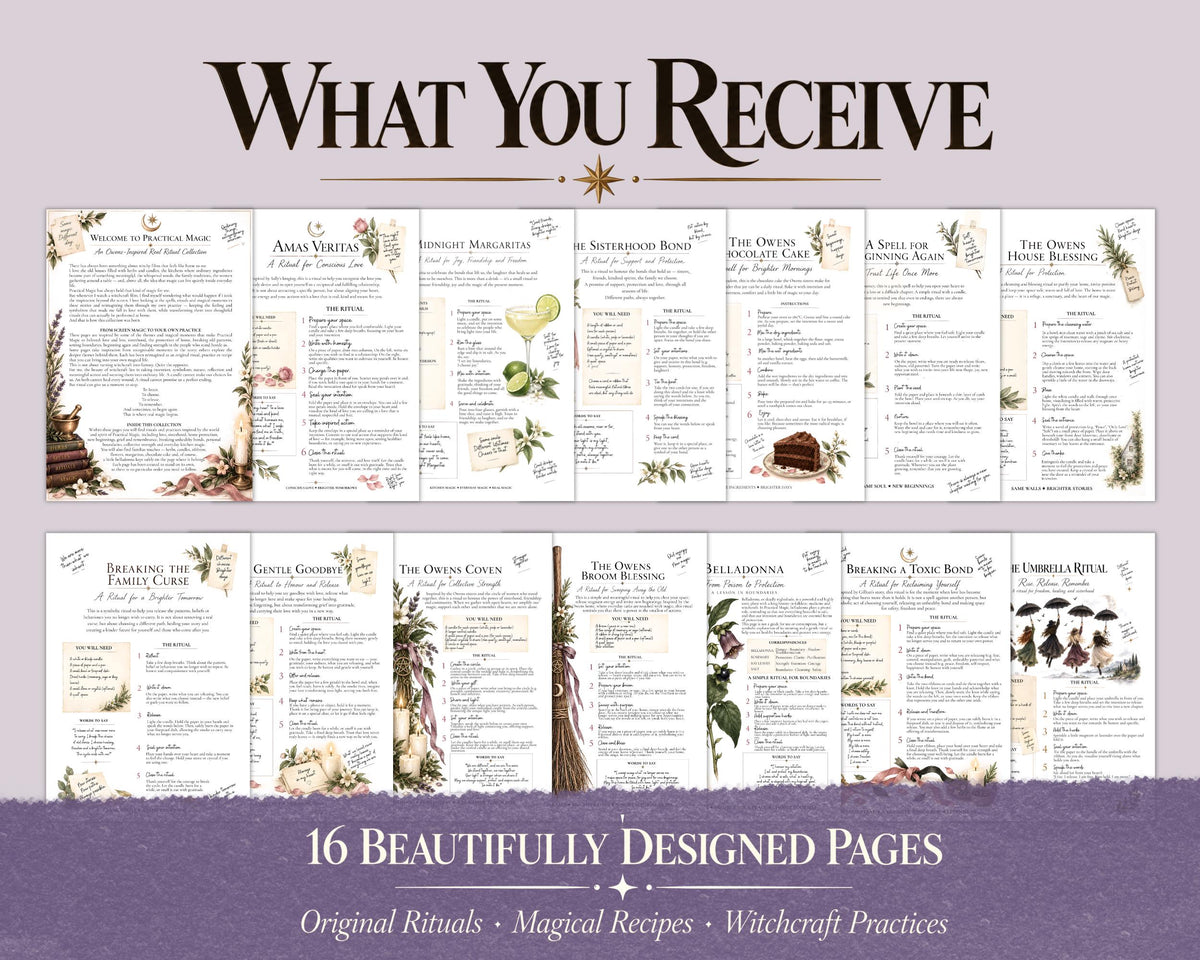 Practical Magic Inspired Rituals | Witchcraft Printable Grimoire, Owens Witch Book of Shadows PDF