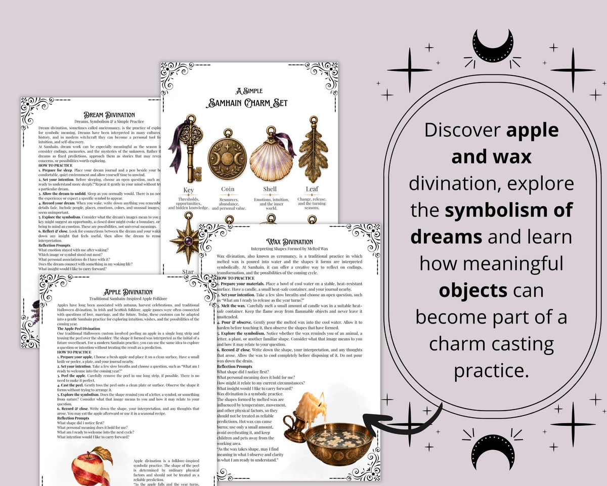 Samhain Divination Grimoire Pages | Book of Shadows Printable | Witchcraft PDF | Tarot, Scrying & Runes