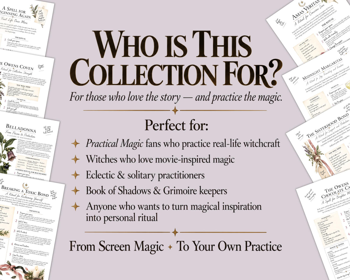 Practical Magic Inspired Rituals | Witchcraft Printable Grimoire, Owens Witch Book of Shadows PDF