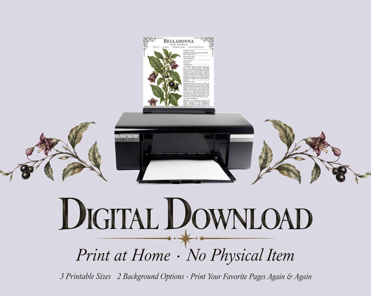 Poison Garden Grimoire Pages, Witchcraft Botanical Printable, Book of Shadows