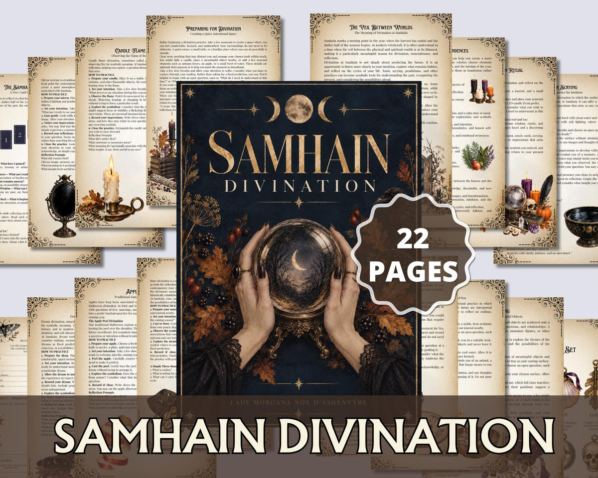 Samhain Divination Grimoire Pages | Book of Shadows Printable | Witchcraft PDF | Tarot, Scrying & Runes