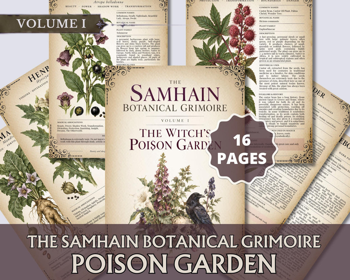 Poison Garden Grimoire Pages, Witchcraft Botanical Printable, Book of Shadows