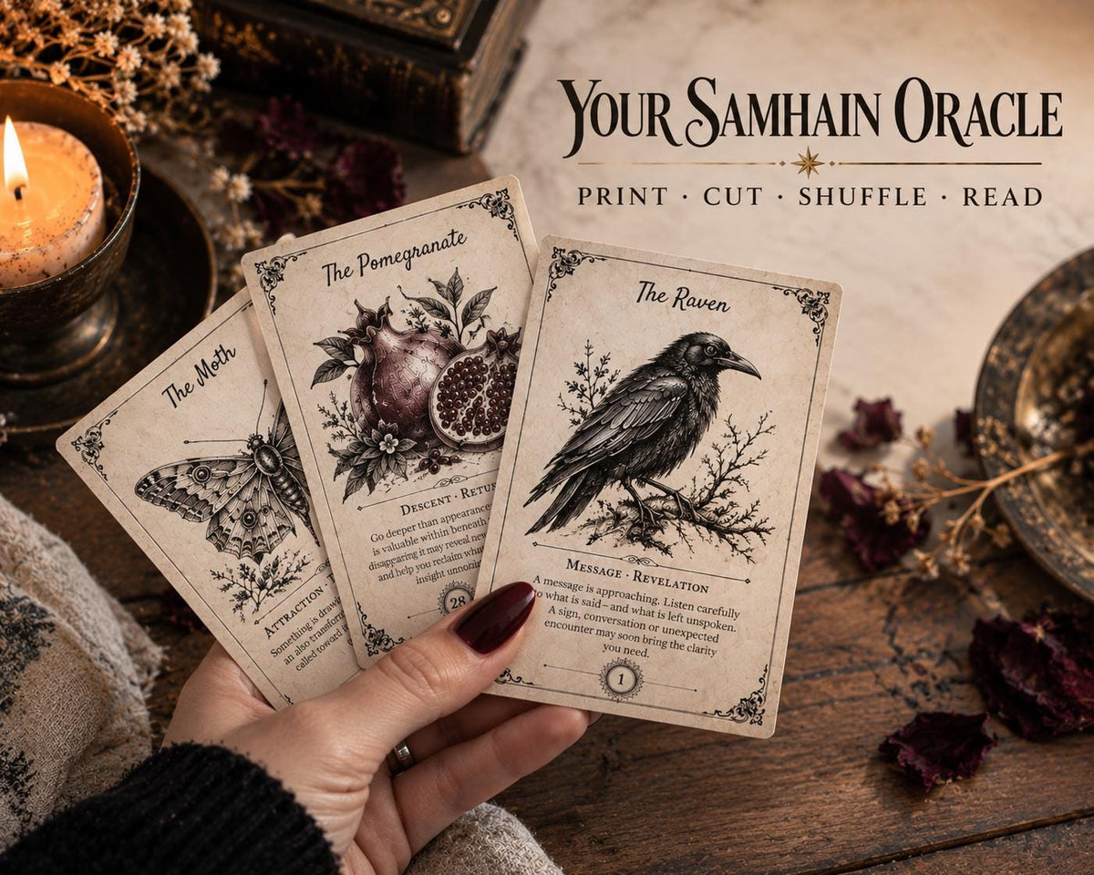 Samhain Oracle Cards Printable, 40 Card Divination Deck, Witchcraft PDF, Halloween Oracle