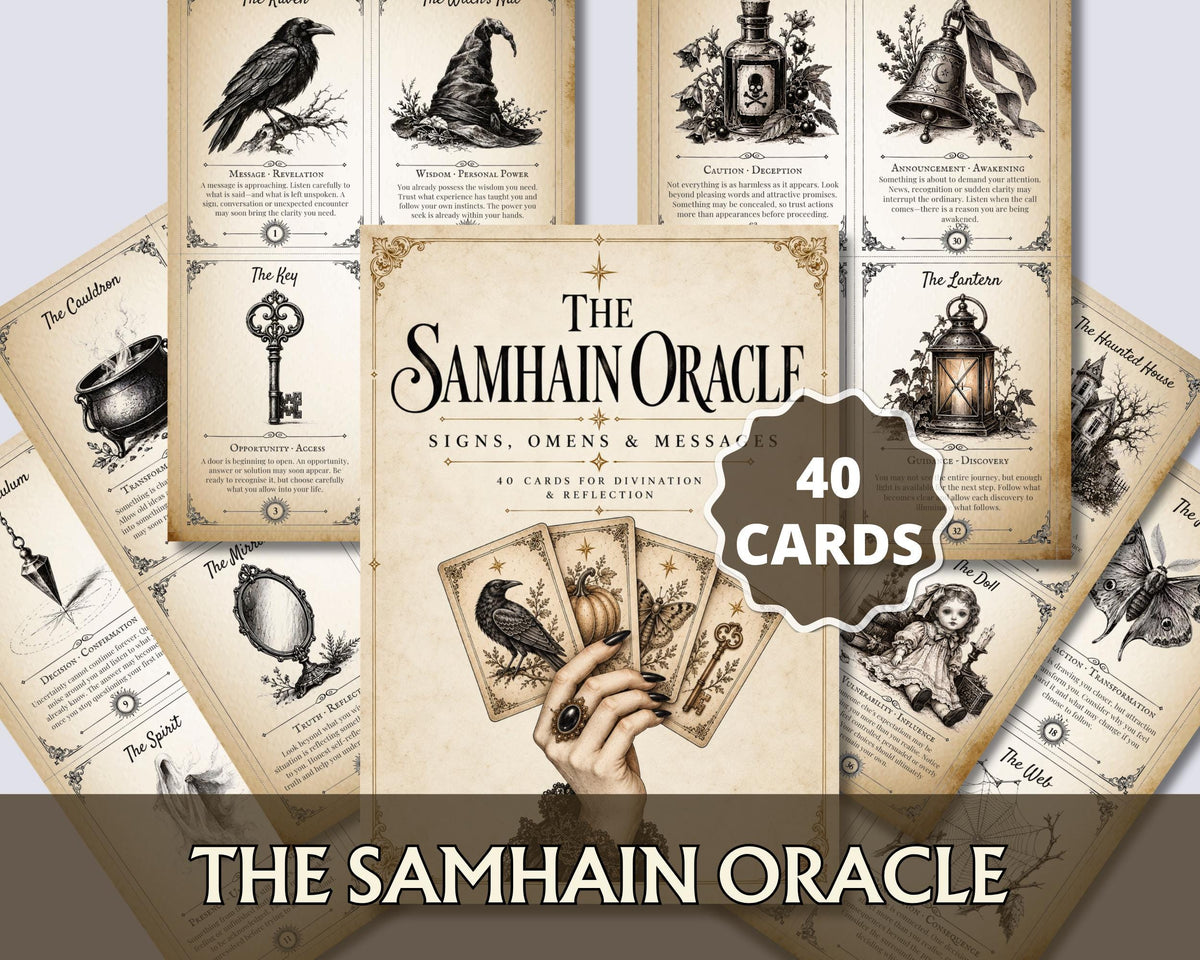 Samhain Oracle Cards Printable, 40 Card Divination Deck, Witchcraft PDF, Halloween Oracle