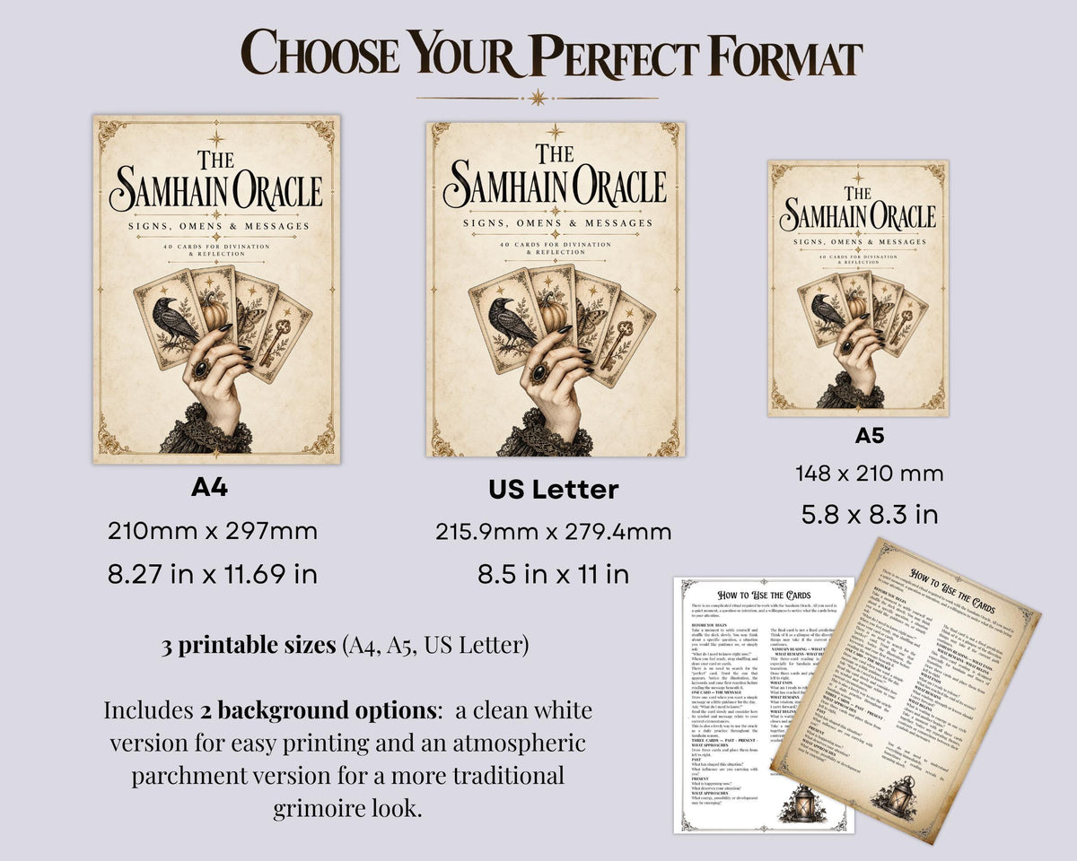 Samhain Oracle Cards Printable, 40 Card Divination Deck, Witchcraft PDF, Halloween Oracle
