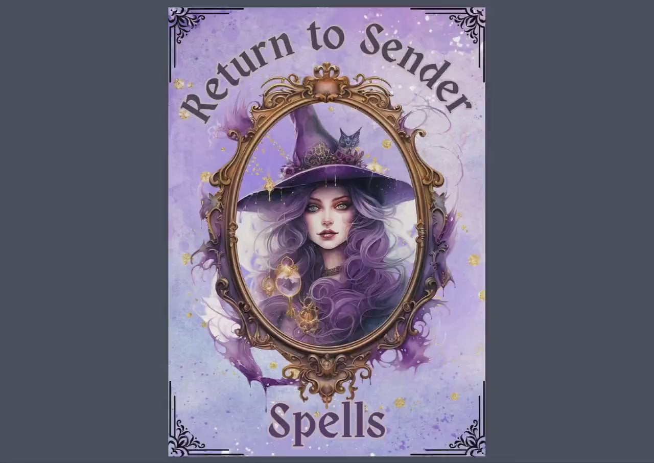 Return to Sender Spells Set. Beautiful Grimoire or Book Of Shadow Pages. Printable.