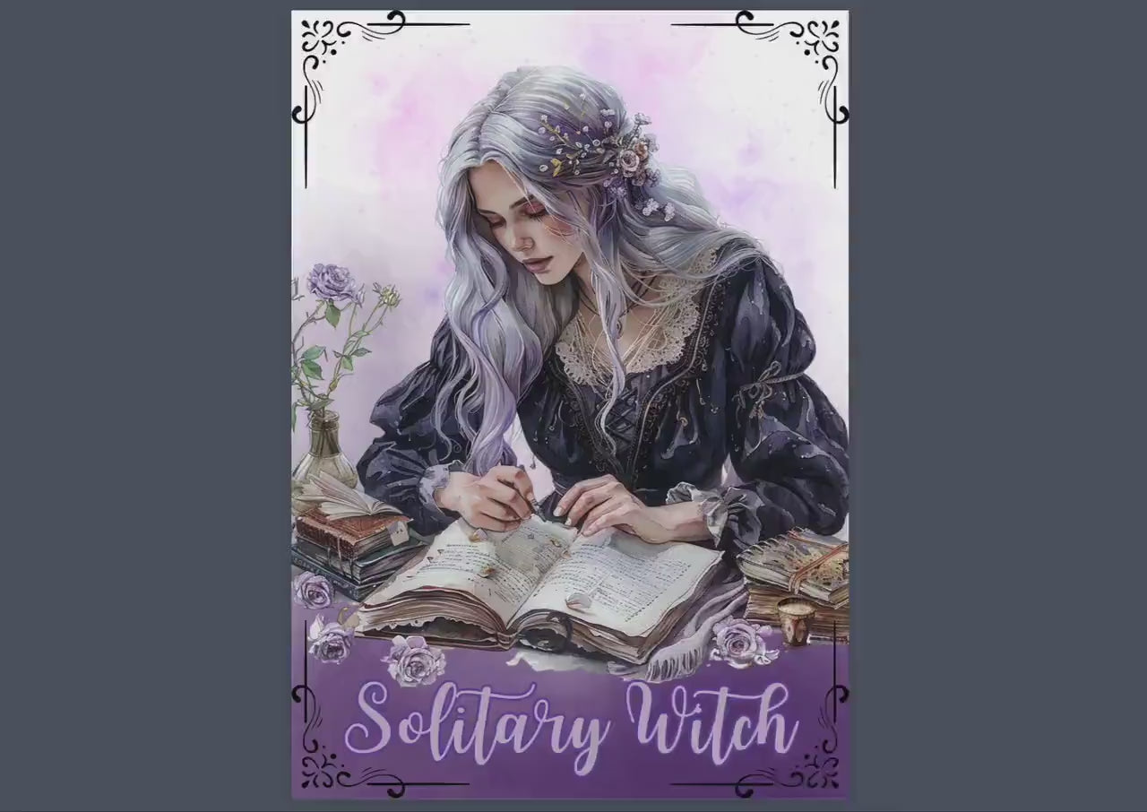 Solitary Witch. Beautiful pages for your Grimoire or Book Of Shadows. Printable.